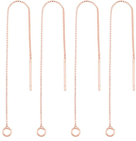 Hobbspring Ketten Einfädler Ohrringe 925 Sterling Silber Quastenketten Ohrringe Durchziehbare Eingefädelte Lange Ketten Tropfenquaste Mit Schlaufe Für Die Herstellung von Ohrringen