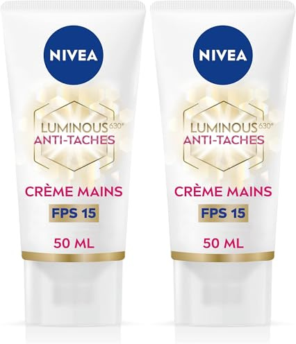 NIVEA Luminous 630 Anti Dark Spot Advanced Handcreme, 50 ml, Hautcreme angereichert mit Hyaluronsäure, pflegende Handcreme für leuchtende Haut (Packung mit 2)