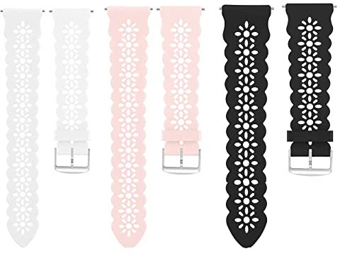 Lamshaw Bracelet Compatible avec ICE smart 1.85'' Pouces SmartWatch pour Femmes Filles, Silicone Sport Bracelet Souple Mince Dentelle Respirant Braceletpour (3 Packs-Noir+Blanc+Rose)