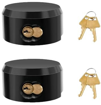 2 Pack Hidden Shackle Padlock Keyed Alike Heavy Duty Trailer Puck Padlocks Anti Theft 2-7/8 Solid Steel Puck Lock for Trailers Trucks Vans Shed Gates Garage