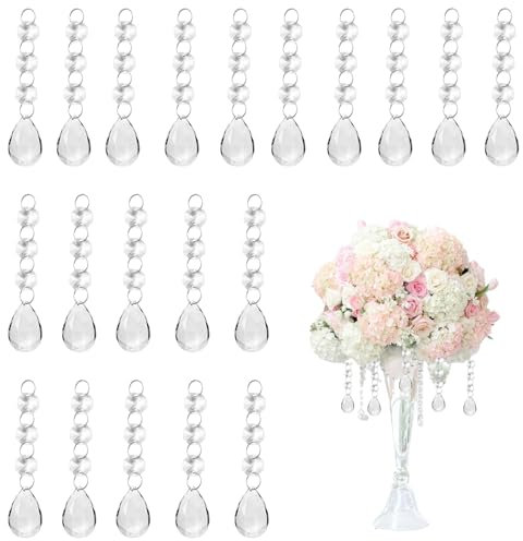 Huybaa Cuentas de Cristal Transparente Forma de Gota (Pack de 20) Candelabro Colgante Araña 8,6 cm - Cristales para Lamparas Abalorio Decoración