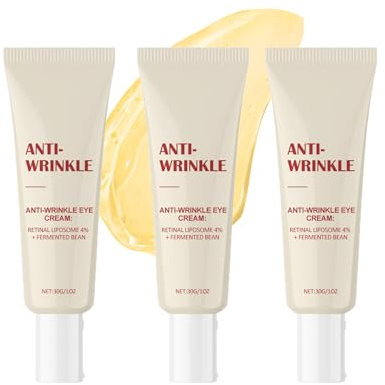 Anti-Aging Augencreme mit 4% Retinal Liposom und Fermented Bean, Anti-Wrinkle Eye Cream gegen Falten und Augenringe, Glättung bei Tränensäcken und Dunklen Augenringen, 30g (3pc, 30g)