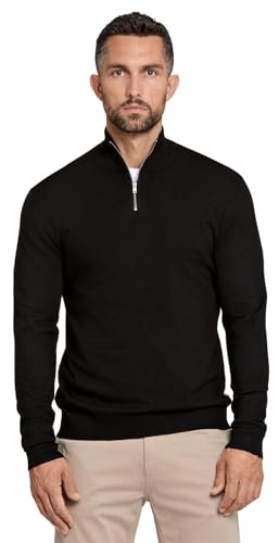 Lindbergh Rollkragenpullover Herren mit Reißverschluss | Strickpullover Zip Herren Relaxed Fit mit hohem Kragen & feinem Rippstrick | Weich & körperbetont | Größe S-3XL