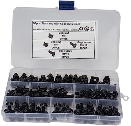 Warmhm 1Set Replacement Cage Nuts and Screws for Server Racks Premium Plated Compact Design with Washers for Rack Mounted Equipment Installation