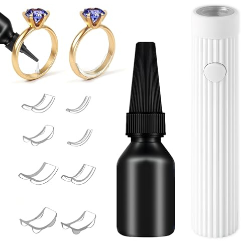 LINXINS 18 Pcs Ring Size Adjuster Set Universal Ring Resizer with UV LED Lamp
