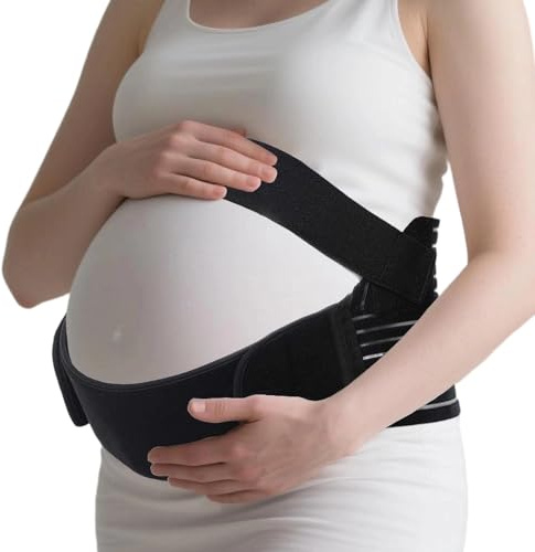 DOEOMK Ceinture Grossesse Femme Enceinte, Ceintures Abdominale Soutien Abdominal Et Dorsal, Pour Grossesse Post Partum Soulage Douleurs, Ceinture Lombaire Femme Enceinte Voiture (Noir, L)