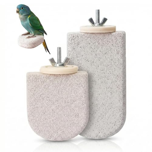 ZMaglorian 2 Piezas Percha para Pájaros de Piedra Mineral, Diseño Hielo en Palo, Palo para Roer Natural, Para Periquitos y Ninfas, Accesorio Jaula para Cuidado del Pico y las Uñas Juguete
