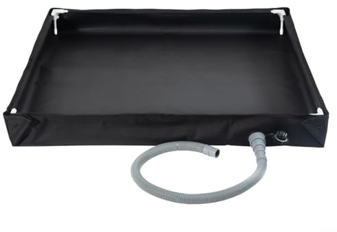 Receveur de douche portable, 1 base de douche pliable pour camping-car, camping, jardin, utilisation en extérieur avec tuyau de vidange, plateau antidérapant en PVC, noir, 80 x 80 cm (noir)