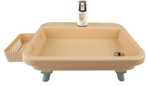 F Fityle Lavandino Portatile con Tubo di Scarico, Facile da installare e Pratico con Rubinetto elettronico, Stazione Ideale per Famiglie e, Cachi