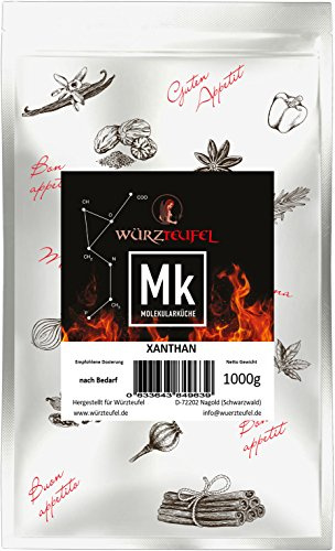 Goma xantana (E415) – Polvo de xantano sin gluten, espesante y gelificante sin calorías, para salsas, aderezos y sopas, polisacárido transparente, bolsa de 1000 g