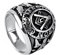 HIJONES Schmuck Herren Edelstahl Herrschsüchtiges Weinlese Freemason Freimaurer Ringe, Schwarz und Silber Größe 66 (21.0)