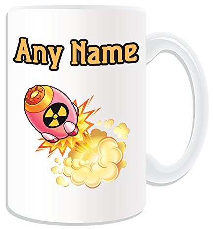 Personalisierbares Geschenk – Große Raketen-Becher (Militär-Design-Thema, weiß) – jeder Name Nachricht auf Ihrem einzigartigen – Armee Streitkräfte Soldat Weltkrieg Waffe Kampf Bomb Pilz Wolken