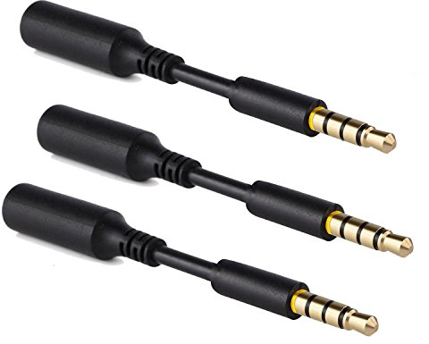 3 Pack Headset Audio Jack Extender, 3.5mm Headphone AUX Extension Adapter for Juice Pack, for Battery Charger Case, Power Case, for Smartphones, Tablets