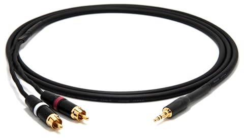 enoaudio Mogami 2534 Quad Câble Y Audio Professionnel | Amphenol Gold 3,5mm mini jack TRS – Neutrik RCA (L,R) | HiFi - 5,0 m