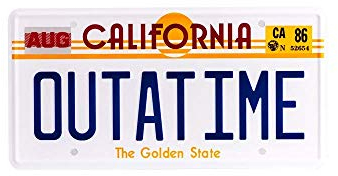 ASVP Shop „Outatime“Nummernschild aus Zurück in die Zukunft, Marty Mcfly Delorean Film-Requisite