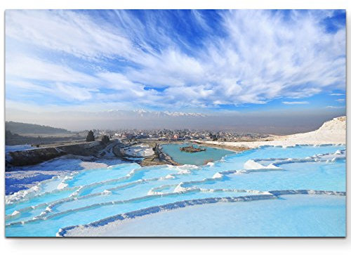 Paul Sinus Art Leinwandbilder | Bilder Leinwand 120x80cm einzigartige Kalksinterterrassen von Pamukkale – Türkei