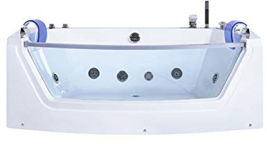 Whirlpool Badewanne Spa weiß rechteckige Doppelwanne mit Massage LED Fuerte