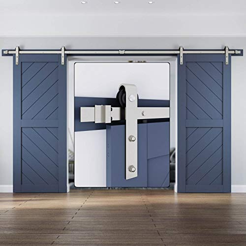 EaseLife 3,6 m robustes SchiebetürSet aus gebürstetem Nickel für Schiebetüren, Scheunentüren, Beschläge für Schiebetüren, modern, stabil, reibungslos, leise, einfache Installation, passend für