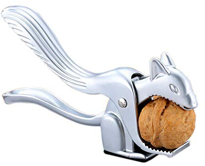 Schiaccianoci a forma di scoiattolo, schiaccianoci e noce, schiaccianoci in zinco pressofuso, forchette professionali per noci o crostacei – argento, 1 pezzo