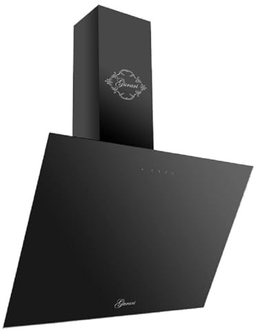 Gurari GCH 286.6 Dunstabzugshaube 60cm kopffrei Schwarz Glas | Wandhaube Umluft/Abluft | Abzugshaube 1000m³/h mit Fernbedienung (EEK A) | Randabsaugung, TouchControl, Timer