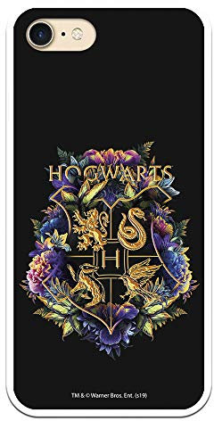 iPhone 7 Case - iPhone 8 - iPhone SE 2020 Official Harry Potter Hogwarts Floral to Protect Your Mobile - Flexible Silicone Apple Case with Official Harry Potter License.