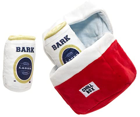 Barkbox 2 in 1 Interactive Plush Dog Toy - Rip and Reveal Toy for Dogs and Puppies - Stimulating Squeaky Pet Toys | Small, Camping Hero