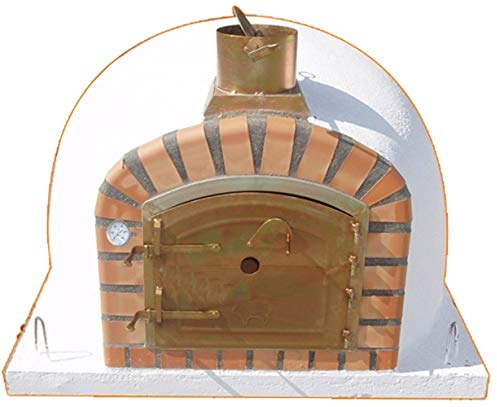 Impexfire Steinofen, Holzbackofen Lisboa 120, cremefarben inkl. Kaminrohr und Regenhut