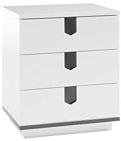 Robas Lund Nachtkonsole weiß matt, Nachtkommode mit Schubladen für Polsterbett Nako Boxspringbett Nachtschrank, BxHxT 50x58x40 cm