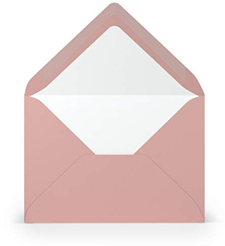 PAPERADO 75 Briefumschläge Rose gerippt Alt-Rosa - 100 g/m² Kuvert Ohne Fenster 11,4 x 16,2 cm - Umschläge mit Nassklebung spitze Klappe