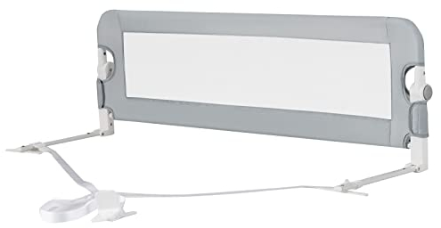 COSTWAY Bettgitter klappbar, Bettschutzgitter mit verstellbaren Riemen, abnehmbarer & waschbarer Stoffhülle, EIN-Klick-Faltung, Rausfallschutz 180°faltbar für Kinderbett, Boxspringbett(Grau, 120x42cm)