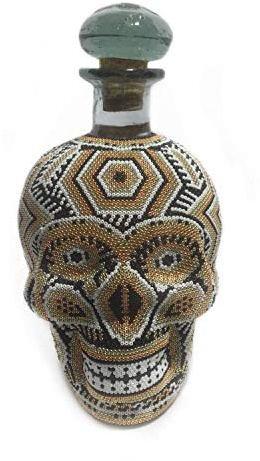 Bouteille tête de mort crâne décoré de perles