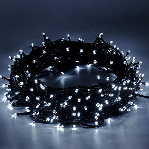 LED Außen Lichterkette Kaltesweiß - 25M 220 LEDs Weihnachtslicht Ende zu Ende Erweiterbar Speicherfunktion 8 Modi Innen & Außen Wasserdicht Dekoration für Party Weihnachtsbaum Weihnachtstag Hochzeit