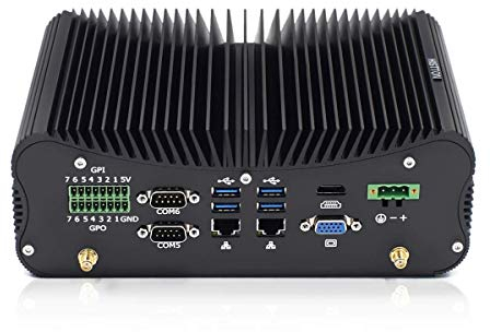 HISTTON Lüfterloser industrieller Mini PC DDR4 Core i5-10210U 16GB RAM, 512GB SSD, Mini PC Windows 10 Pro HDMI & VGA RS485 / 232 COM GPIO Mini Desktop Computer, USB 3.0