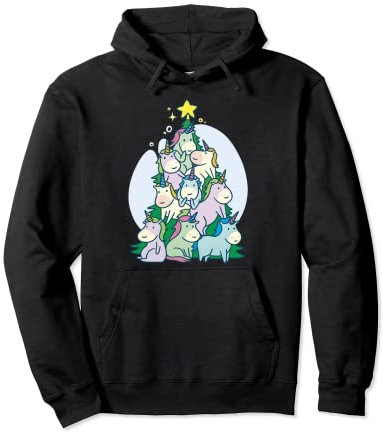 Lustige magische Einhörner Weihnachtsbaum Christbaum Pullover Hoodie