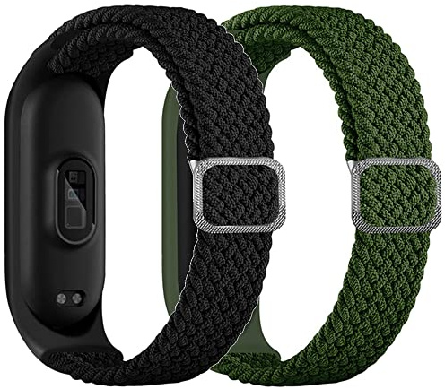 ACTECH Armband Kompatibel mit Xiaomi Mi Band 5, Xiaomi Mi Band 6/6 NFC/Mi Band 4/Mi Band 3, 2 Stück Nylon Ersatzbänder Ersatz