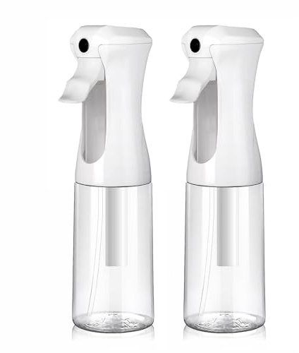 VIGOR PATH Continuous Spray Bottle for Hair – Fine Mist Mister for Hairstyling, Cleaning, Plants, Pets, Barbers, Salons, and Essential Oil Applications (200ml/6.7 oz) Clear 2 Pack