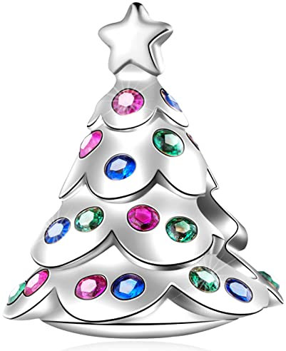 2023 Festival Albero di Natale Charms Fit Pandora Bracciale di Natale, Argento Sterling 925 Albero Famiglia Charms Natale Perline Decorazione con CZ Colorato, Regali per Coppia/Madre/Migliore Amico