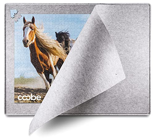 Coobe 1000 Piece Jigsaw Puzzle Board with Cover, Felt Puzzle Mat, Portable Puzzle Tray, Gray