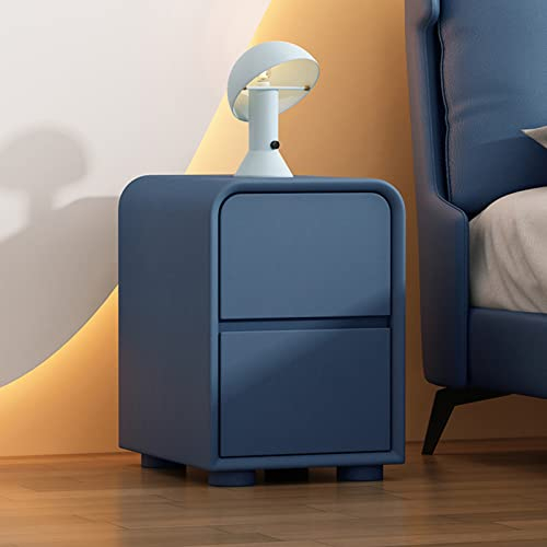 Massivholz-Nachttisch Leder-Nachttisch Schlafzimmer Einfacher moderner Nachtschrank mit 2 Schubladen Beistelltisch ohne Installation