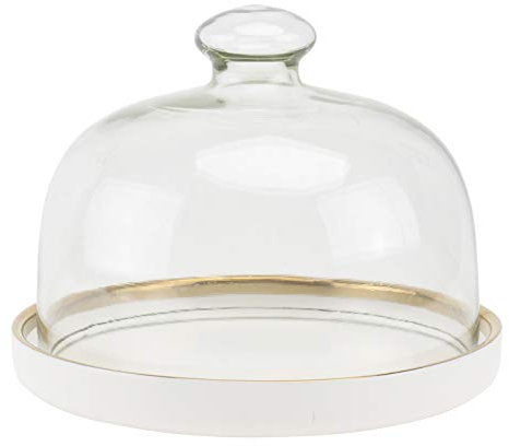 1 Set Cake Bell Jar with Ceramic Plate Glass Cheese Bell Cake Plate Dome Dome Pies Glass Dome Cake Stand Cake Bell Food Cover Lid for Patisserie Food Cover-Weiß