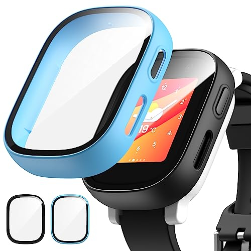 2 Stück Hülle für XPLORA X6 Play Schutzhülle mit Displayschutz, Schutz 360° Rundum Gehäuse Hart und HD Gehärtetes Glas Kratzfest Case Zubehör für Kinder Uhr, Mädchen/ Jungen