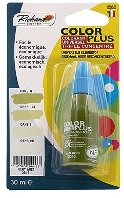 Générique Colorant Universel TRIPLE CONCENTRE Pour peinture jusqu'a 10 Litres - 30ml – Made in France - VERT ANIS - 2046
