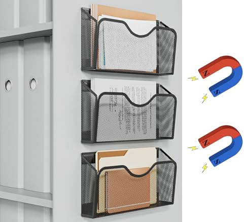 JANE EYRE Magnetischer Aktenhalter – 3 Stück Aktenordner aus Papier, Post-Organizer ohne Bohren, Zeitschriftenhalter, magnetischer Hängeregistratur-Organizer für Aktenschränke, Büro, Whiteboard