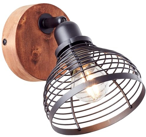 Lightbox Vintage Wandspot - 17 x 12 x 20 cm - industrieller Wandstrahler | Wandspot, Köpfe schwenkbar, 17x12 x20 cm, E14, max. 40 W, Metall/Holz