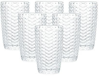 simpa Lucente Arrow Corrugation Hi-BallDrinking Glasses 380ml Set of 6