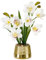 Kunstblumen Cymbidium in Gold Keramiktopf Kunstpflanze Orchideen Deko Blumen Kunstblumen Wie Echt Mit Real-Touch Blüten Tischdeko Fensterbank Deko, Weiß