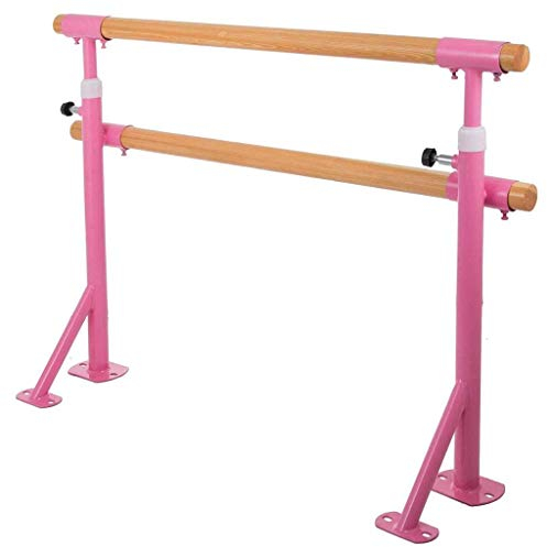 Ballettstange, weiß/rosa Ständer, Ballettstange mit Holzgriff, verstellbare Tanzstange für Dehnung, Gymnastik, Training (Größe: 150 cm, Farbe: Rosa) ()