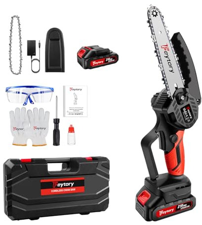 Mini Chainsaw 6 Inch, Cordless Chainsaw Electric Chainsaw with 1×1.5Ah Batteries & 2×Chains, Battery Chainsaw, Chain Saws for Cutting Trees, Pruning Tree Branches, Garden Wood Cutting