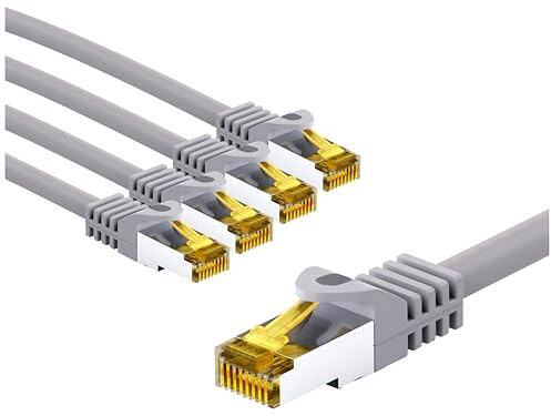 GOOBAY RJ45 Patchkabel S/FTP (PiMF) 500 MHz mit CAT 7 Rohkabel 5m grau 5er Pack