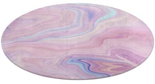 Tapis rond, texture marbre liquide rose pastel, antidérapant, absorbant, lavable, tapis de bain, tapis de douche, tapis de sol, tapis de sol, tapis de vanité, 61 x 61 cm